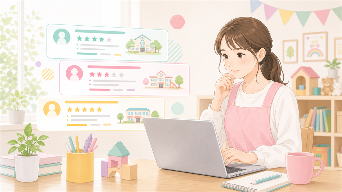 保育士転職サイトの口コミや評判を比較する保育士のイメージ